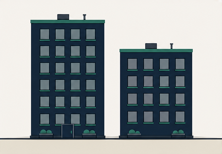 Mid-rise and high-rise apartment building